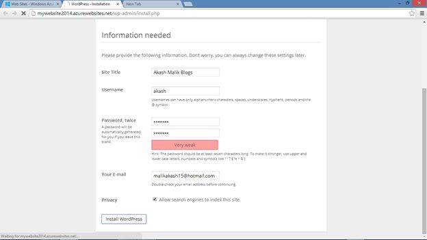 choose the Word Press web site